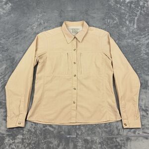 ExOfficio Shirt Womens Sz Medium Orange Long Sleeve Vented Hiking Outdoor Travel